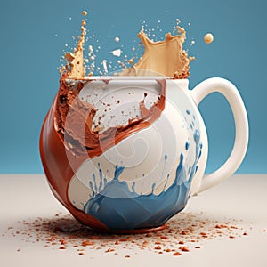 Creative Coffee Mug With Spill: Photobashing And Hyperrealistic Compositions