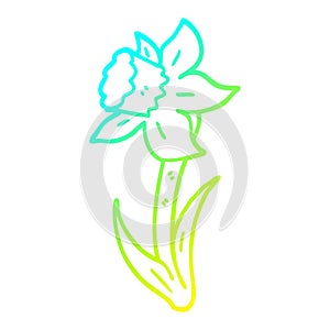 A creative cold gradient line drawing cartoon daffodil