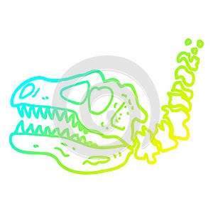 A creative cold gradient line drawing cartoon dinosaur bones