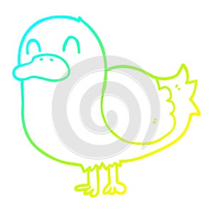 A creative cold gradient line drawing cartoon duck