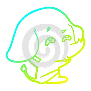 A creative cold gradient line drawing cartoon elephant remembering