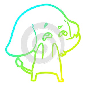 A creative cold gradient line drawing cartoon elephant remembering