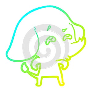 A creative cold gradient line drawing cartoon elephant remembering