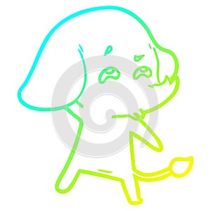 A creative cold gradient line drawing cartoon elephant remembering