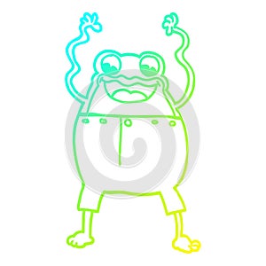 A creative cold gradient line drawing cartoon frog