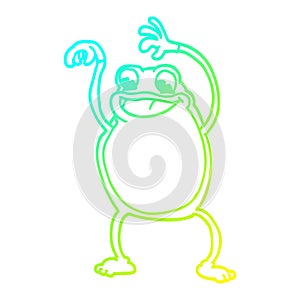 A creative cold gradient line drawing cartoon frog