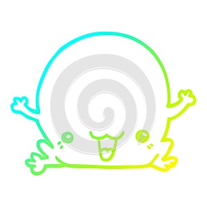 A creative cold gradient line drawing cartoon frog