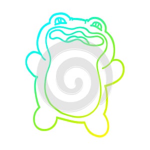 A creative cold gradient line drawing cartoon frog