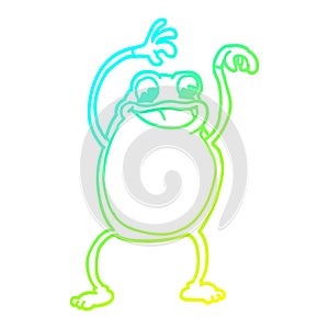 A creative cold gradient line drawing cartoon frog