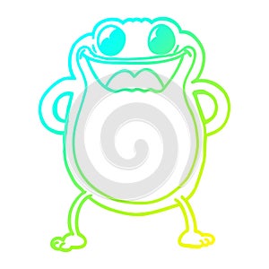 A creative cold gradient line drawing cartoon frog