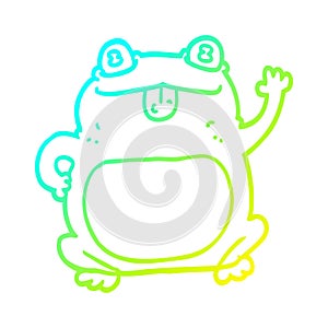 A creative cold gradient line drawing cartoon frog