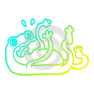 A creative cold gradient line drawing cartoon frog