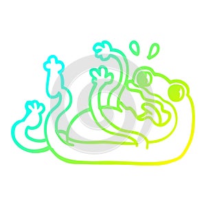 A creative cold gradient line drawing cartoon frog