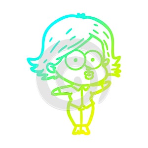 A creative cold gradient line drawing cartoon girl pouting