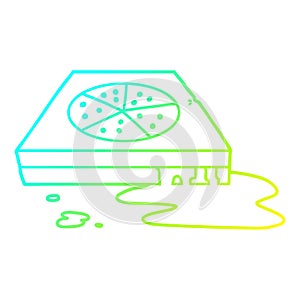 A creative cold gradient line drawing cartoon greasy pizza