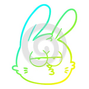 A creative cold gradient line drawing cartoon jaded rabbit face