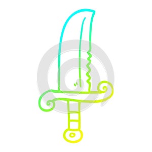 A creative cold gradient line drawing cartoon jeweled sword