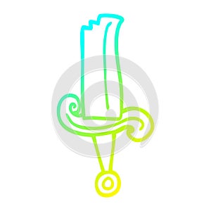 A creative cold gradient line drawing cartoon jeweled sword