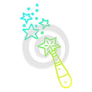 A creative cold gradient line drawing cartoon magic wand