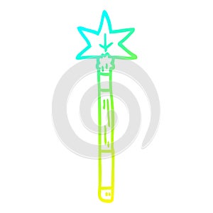 A creative cold gradient line drawing cartoon magic wand