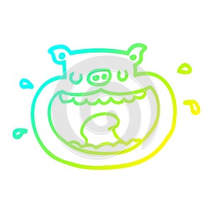 A creative cold gradient line drawing cartoon obnoxious pig photo