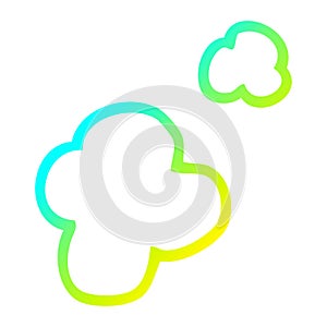 A creative cold gradient line drawing cartoon poof of smoke