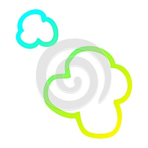 A creative cold gradient line drawing cartoon poof of smoke