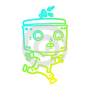 A creative cold gradient line drawing cartoon robot running