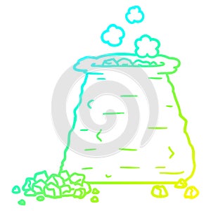 A creative cold gradient line drawing cartoon sack of coal