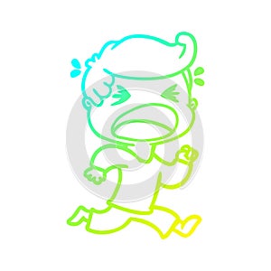 A creative cold gradient line drawing cartoon shouting man