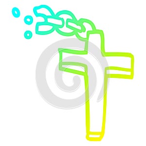 A creative cold gradient line drawing cartoon silver cross