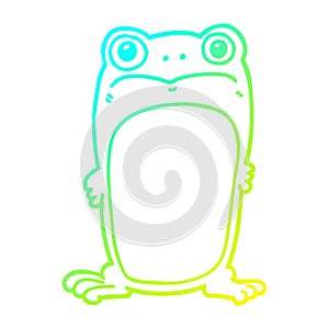 A creative cold gradient line drawing cartoon staring frog
