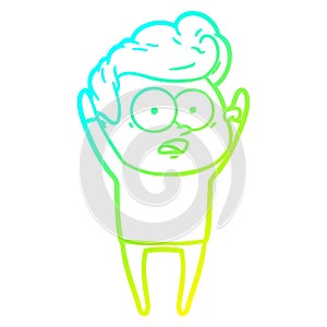 A creative cold gradient line drawing cartoon staring man