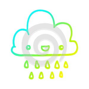 A creative cold gradient line drawing cartoon storm cloud