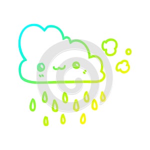 A creative cold gradient line drawing cartoon storm cloud