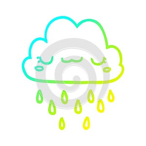 A creative cold gradient line drawing cartoon storm cloud