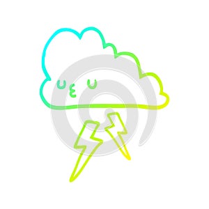 A creative cold gradient line drawing cartoon storm cloud