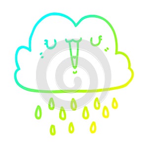 A creative cold gradient line drawing cartoon storm cloud