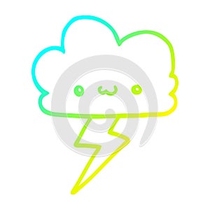 A creative cold gradient line drawing cartoon storm cloud