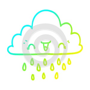 A creative cold gradient line drawing cartoon storm cloud