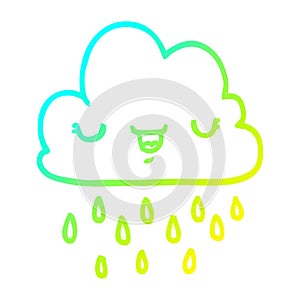 A creative cold gradient line drawing cartoon storm cloud