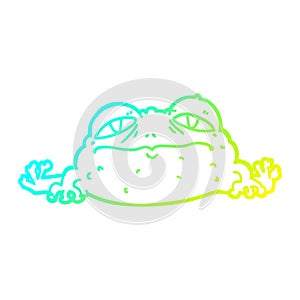 A creative cold gradient line drawing cartoon ugly frog