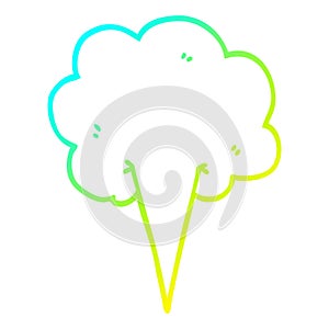 A creative cold gradient line drawing cartoon whooshing cloud