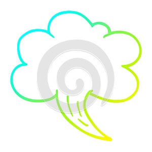 A creative cold gradient line drawing cartoon whooshing cloud