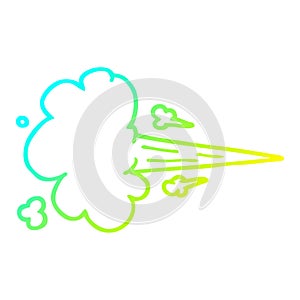 A creative cold gradient line drawing cartoon whooshing cloud