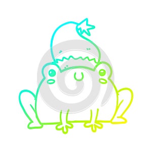 A creative cold gradient line drawing cute cartoon christmas frog