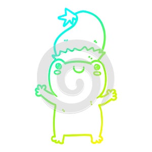 A creative cold gradient line drawing cute christmas frog