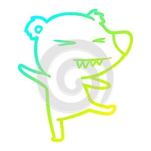 A creative cold gradient line drawing dancing polar bear cartoon