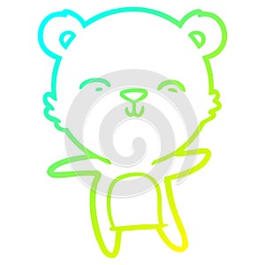 A creative cold gradient line drawing happy cartoon polar bear dancing
