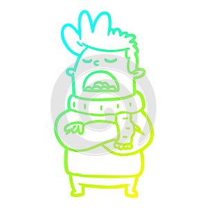 A creative cold gradient line drawing obnoxious man in winter clothes photo